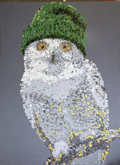 Schneeeule mit Beanie